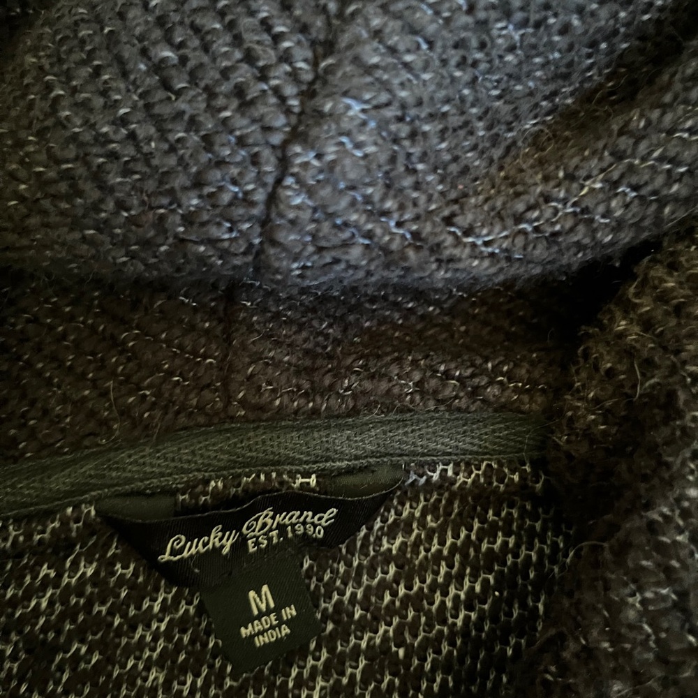 Lucky Brand grey black sweater/hoody ladies M side off centre zipper 2 pockets - Picture 7 of 10